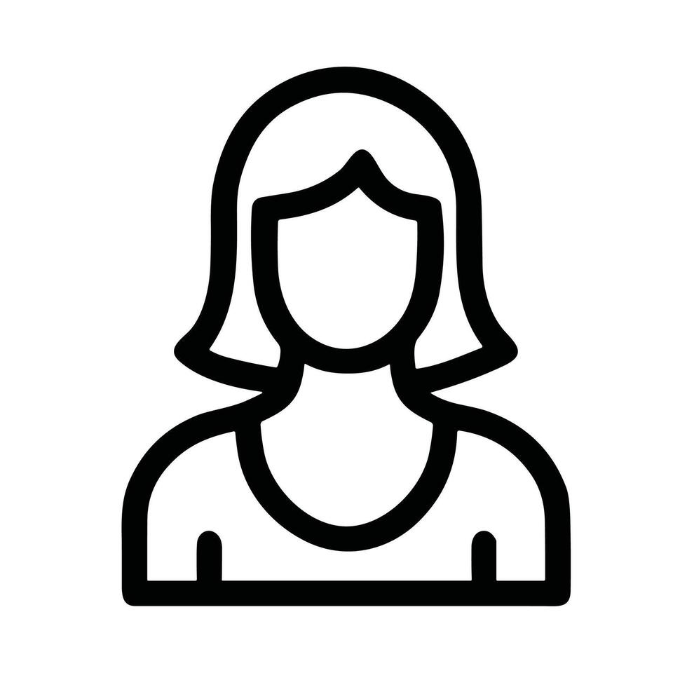 Simple Line Woman Avatar Profile User Portrait Icon Representation vector