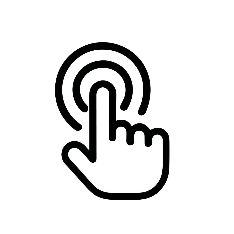 Simple Outline Finger Tap Gesture Touch Screen Pointing Hand Icon vector