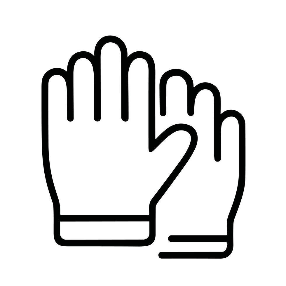 Thin Line Pair of Gardening Gloves Protection Outline Icon Symbol vector
