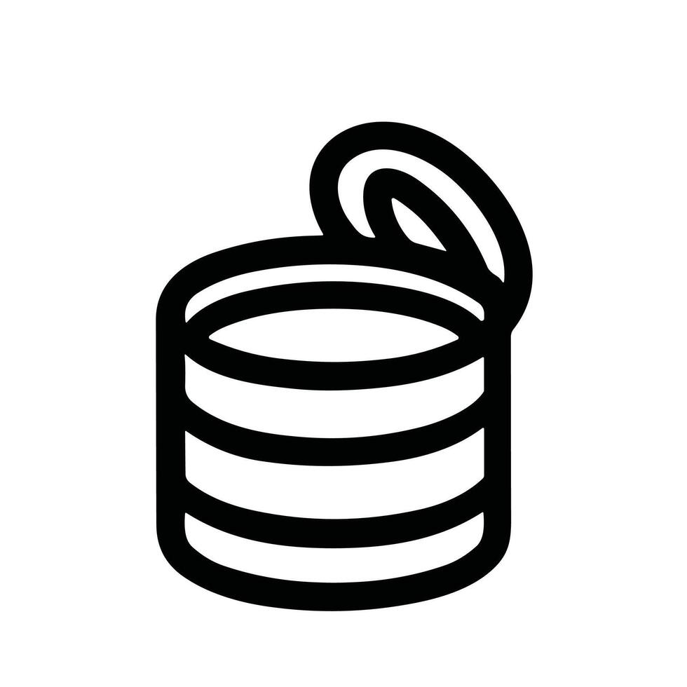 Simple Line Illustration Opened Metal Food Can Icon for Grocery vector