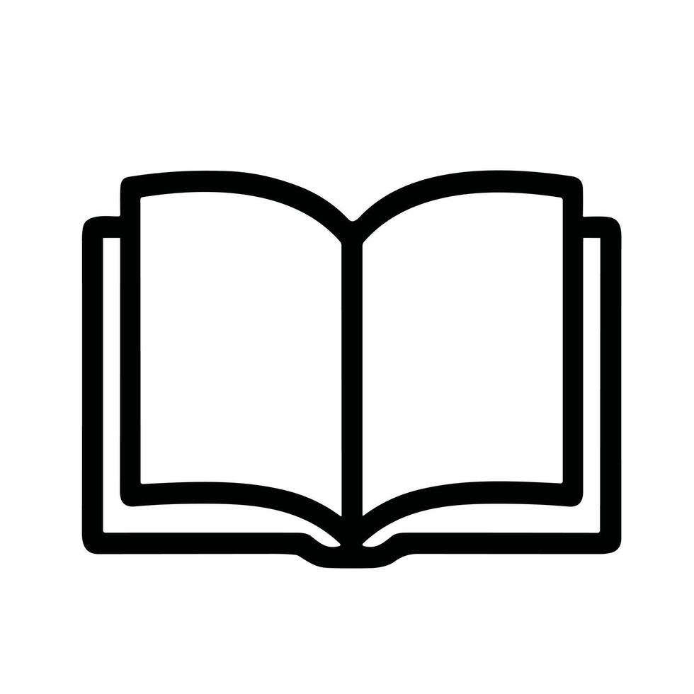 Simple Outline Open Book Sign Shape Line Art Icon Graphic vector