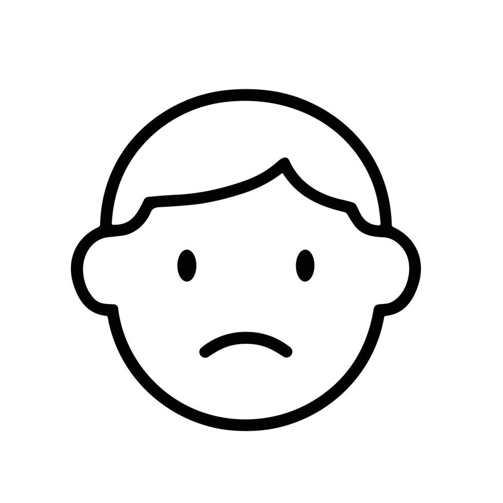 Simple Outline Sad Face Expression Emoticon Representing Negative Emotion vector