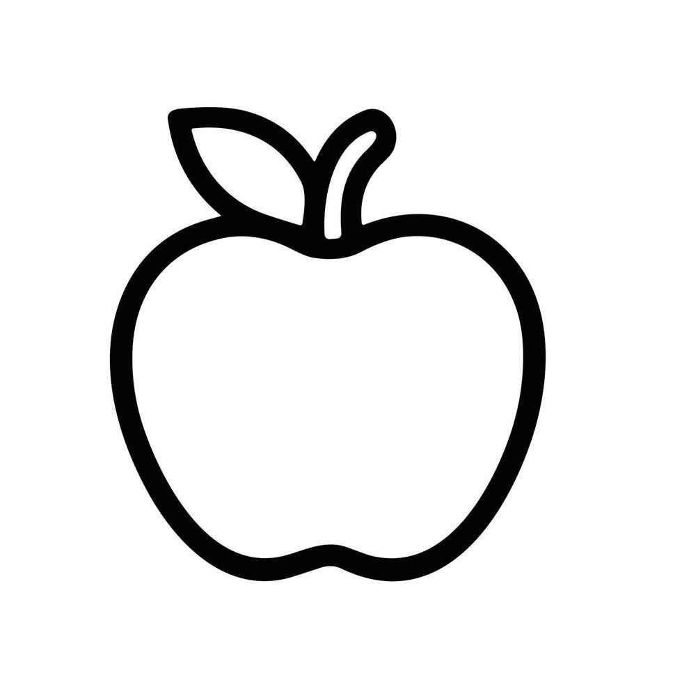 Simple Outline Black Apple Fruit Food Element Icon Illustration vector