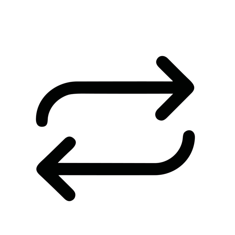 Simple Line Style Reversible Arrow Icon Shape, Directional Movement Element vector