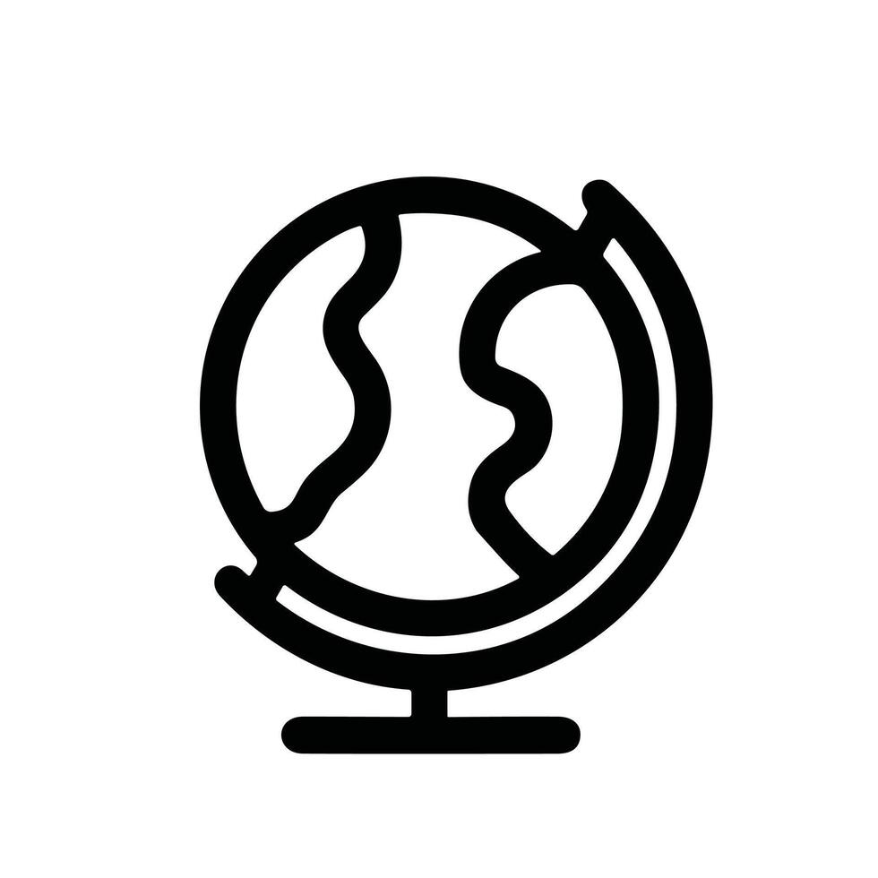 Minimalist Outline Earth Globe Geography Learning Symbol Icon Illustration vector