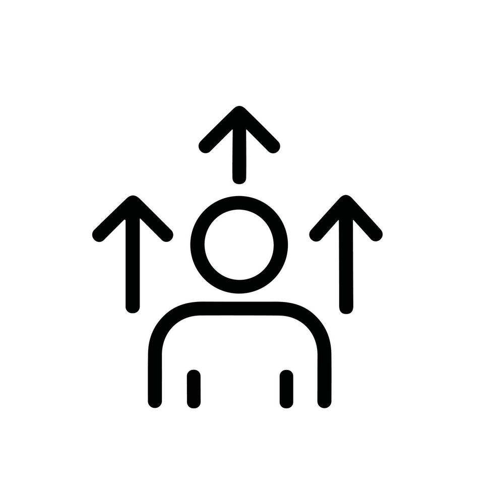 Minimalist Outline Person with Upward Arrows Leadership Growth Icon vector
