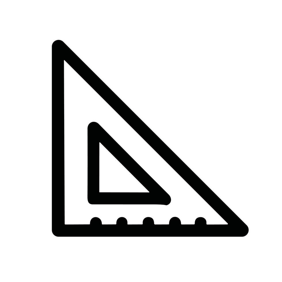 Minimalist Outline Triangle Ruler for Measuring and Drawing Tools Icon vector