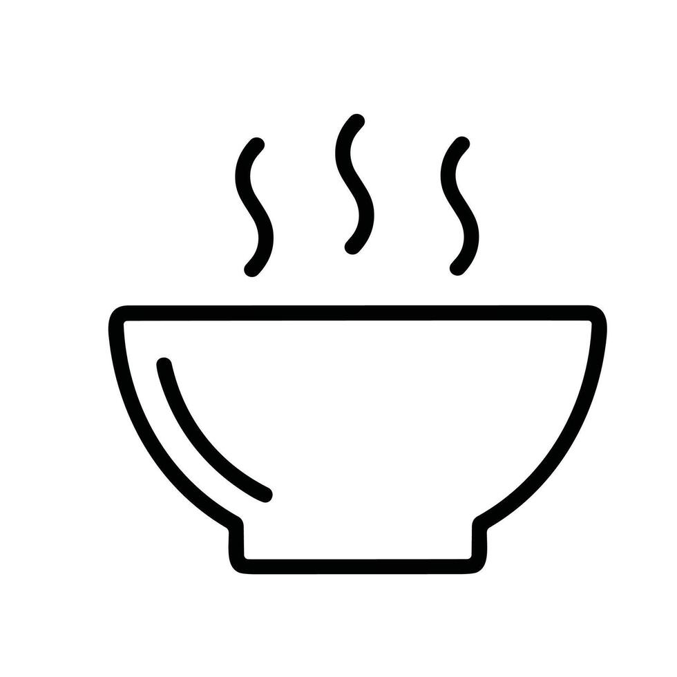 Minimalist Lineart Steaming Hot Bowl of Soup Food Icon vector