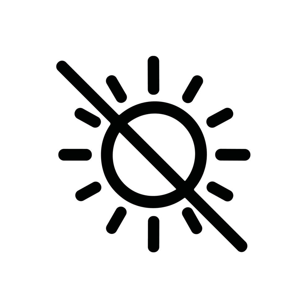 Minimalist Line Sun Off Mode Setting Interface Element Icon vector