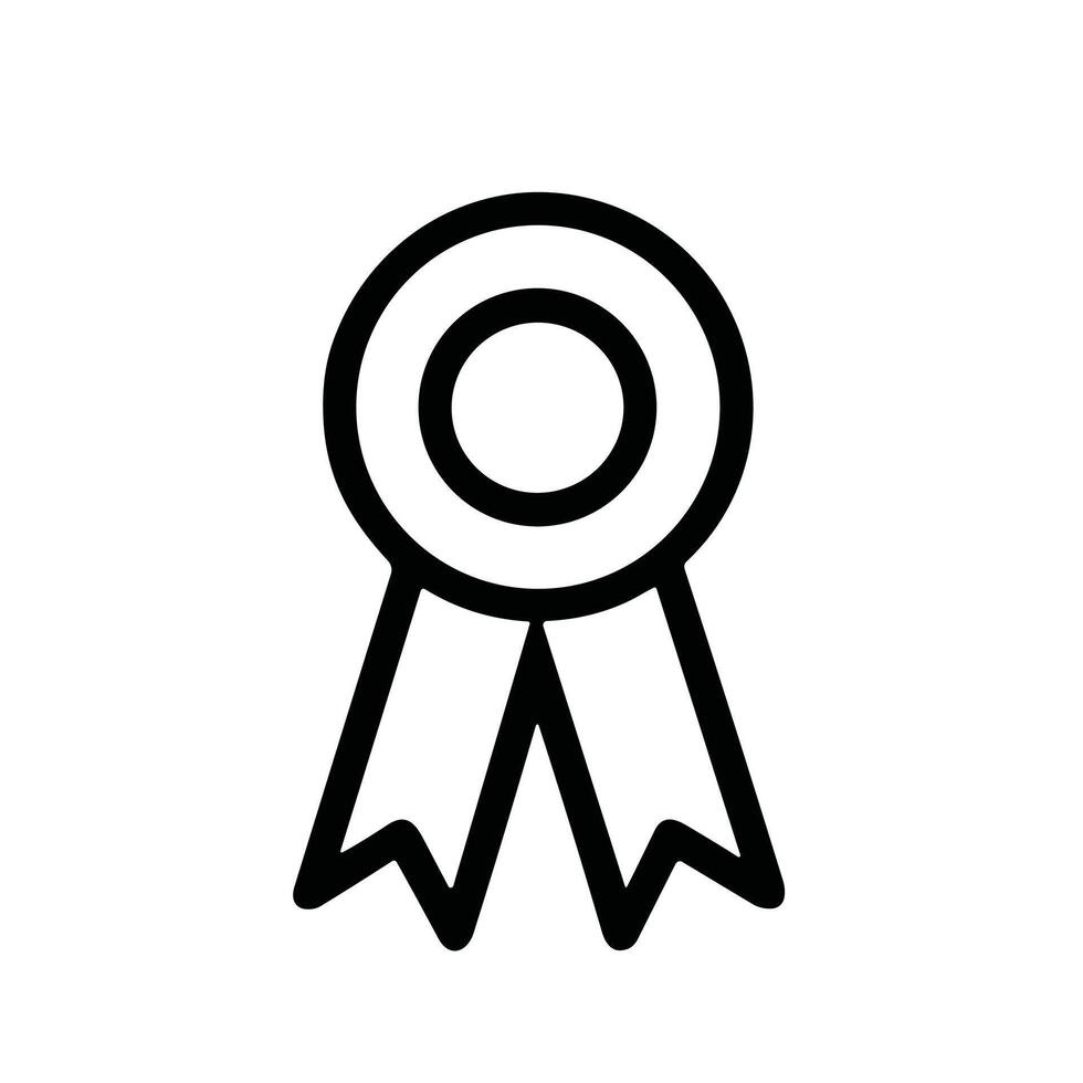 Simple Line Drawing Award Ribbon Badge Achievement Prize Symbol Icon vector