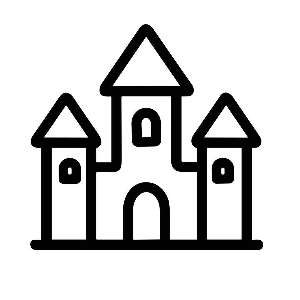 Simple Line Drawing Castle Medieval Stronghold Fortress Building Illustration vector