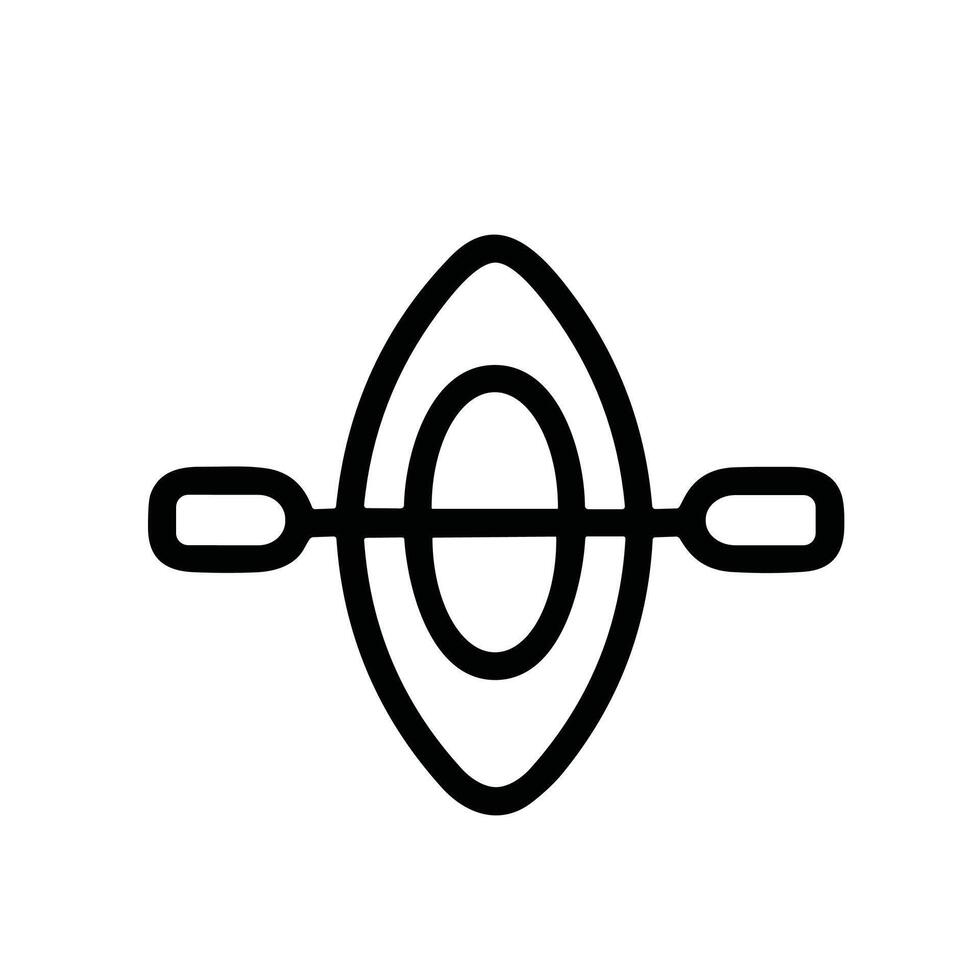 Minimalist Line Drawing Kayak and Paddle for Outdoor Adventure Icon vector