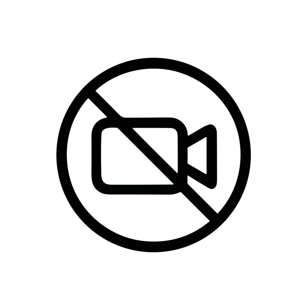 Simple Line Style No Camera Sign Icon Symbol Pictogram vector