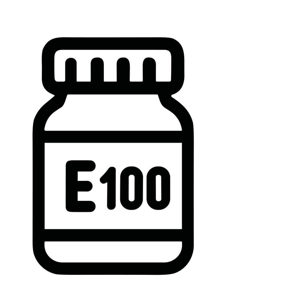 Simple Outline Food Additive Bottle E100 Chemical Substance Icon Illustration vector