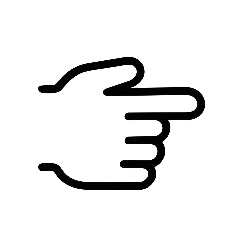 Simple Outline Hand Gesture Pointing Right Direction Sign Icon Graphic vector