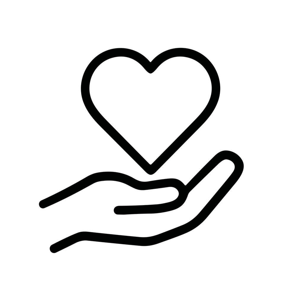 Outline Simple Hand Holding Heart Shape Symbol Love Concept Design vector