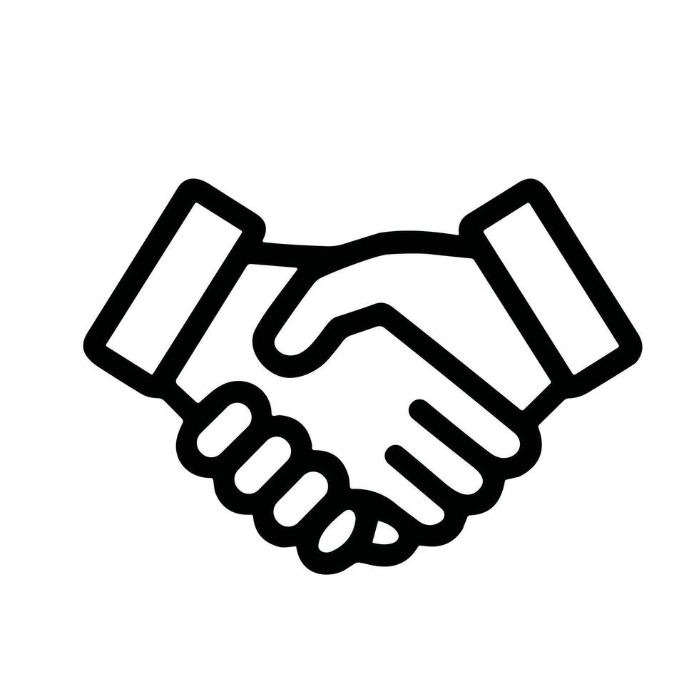 Minimalist Outline Handshake Agreement Deal Partnership Collaboration Business Line Icon vector