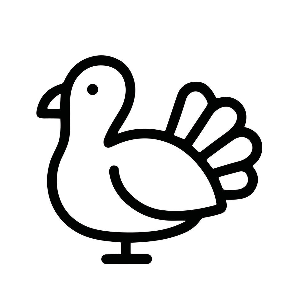 Simple Outline Dove Bird with Tail Feathers Wildlife Animal Icon vector