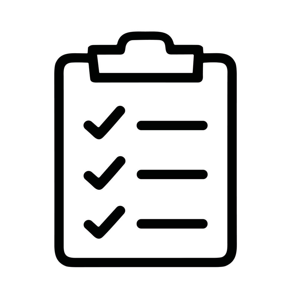 Simple Line Clipboard Checklist Document Task Completion Icon Symbol vector