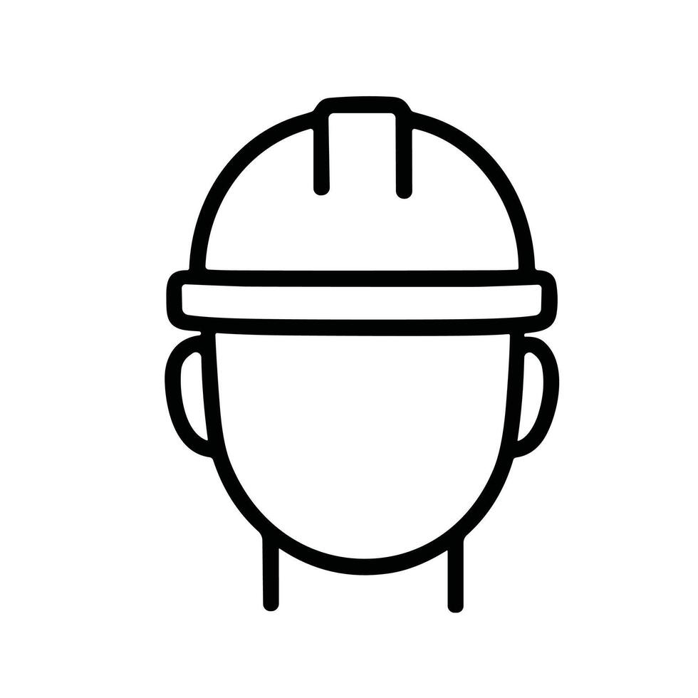 Minimalist Lineart Construction Worker with Hard Hat Icon Illustration vector