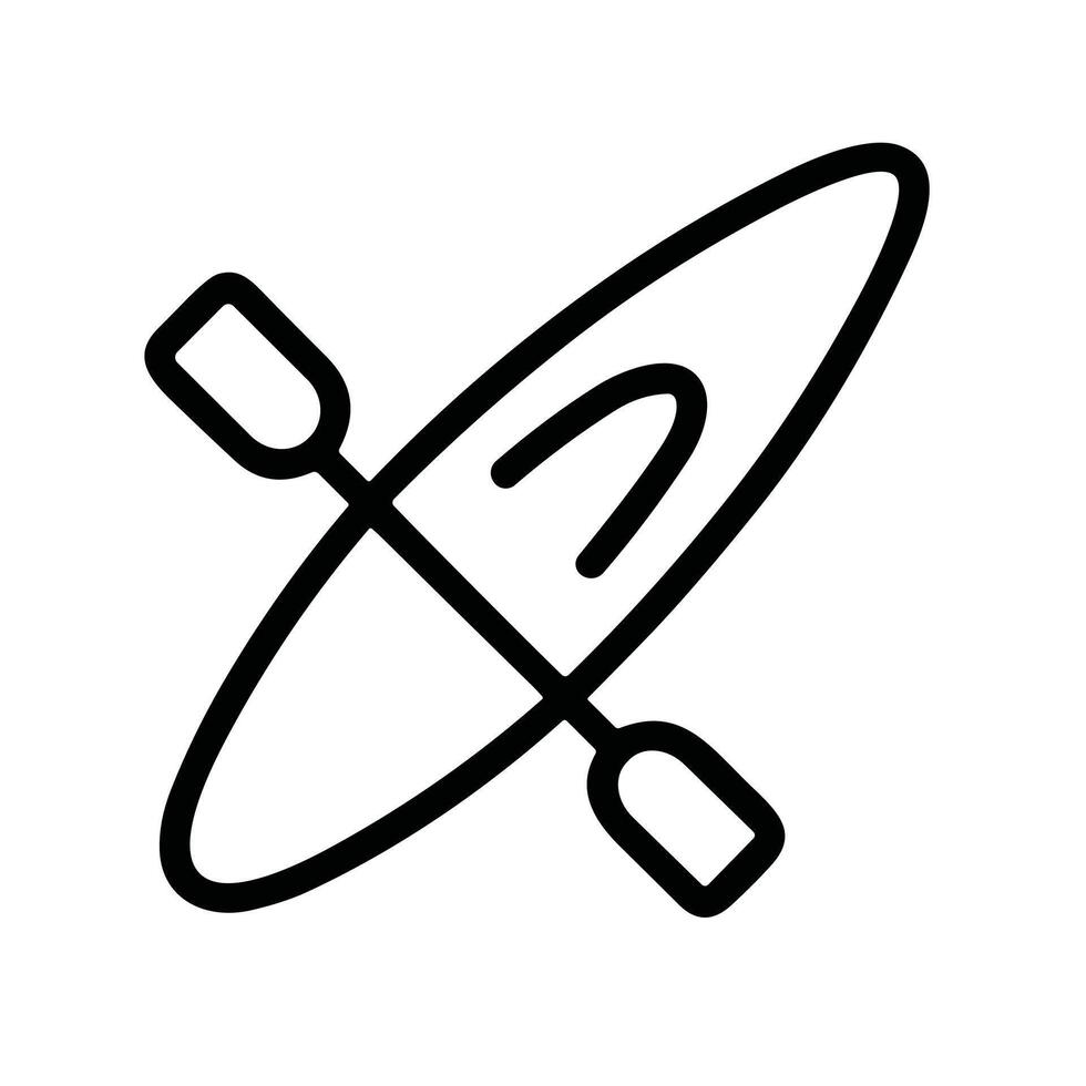 Simple Outline Kayak with Paddle Top View Sport Icon Element vector