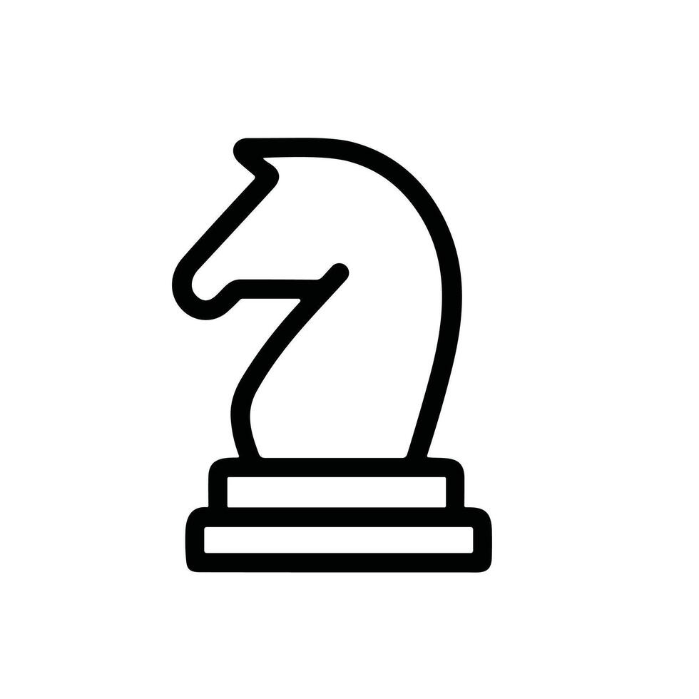 Minimalist Line Art Knight Chess Piece Strategy Game Icon vector