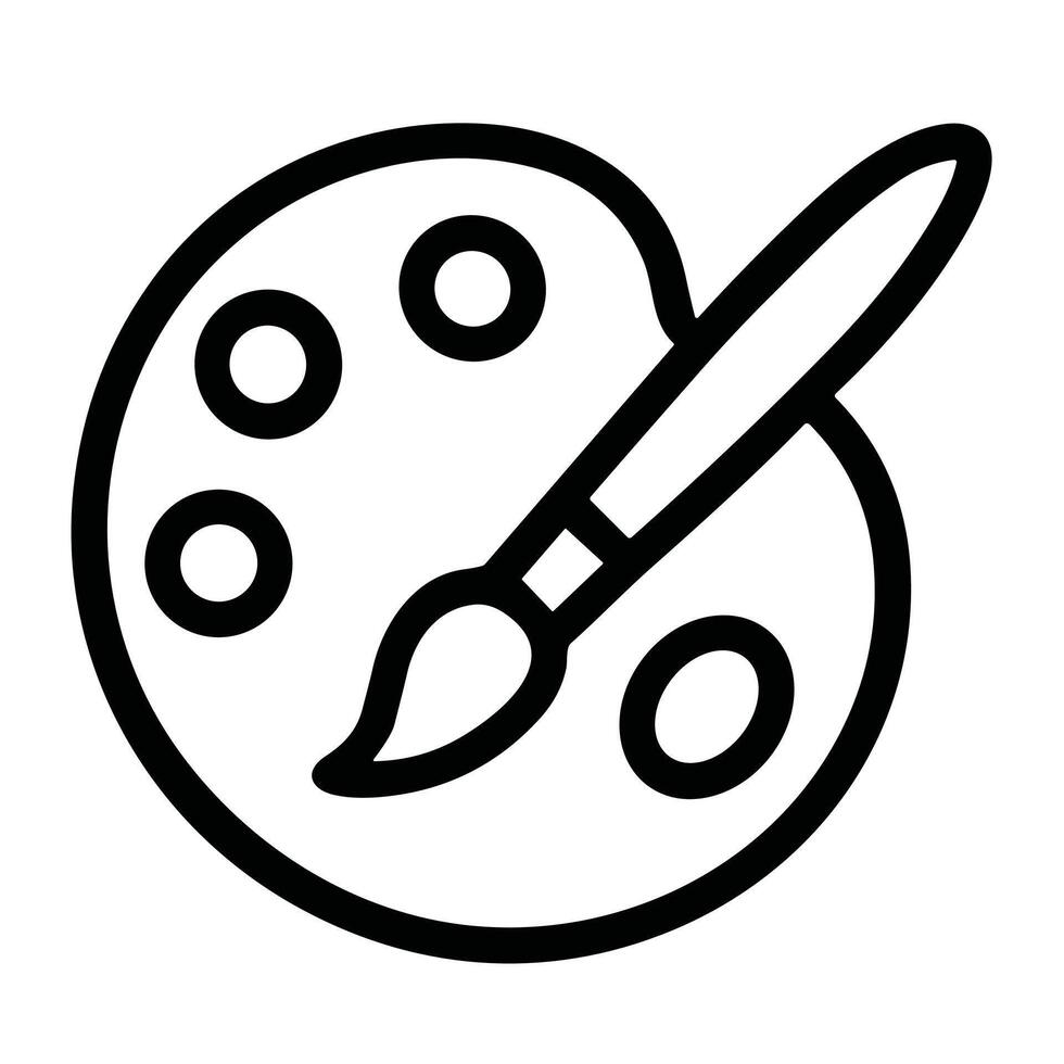 Simple Outline Art Palette and Paintbrush Equipment Tool Illustration Icon vector
