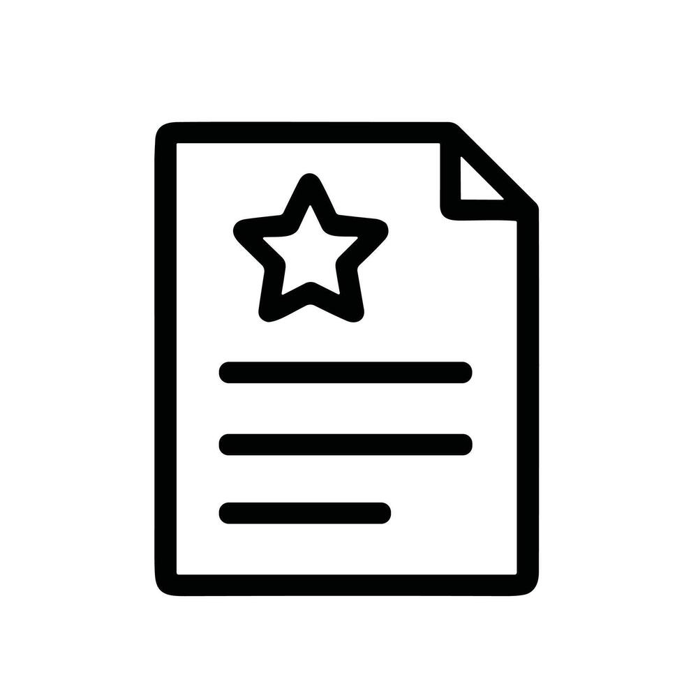 Simple Outline Star On Document Page Content Symbol Icon vector