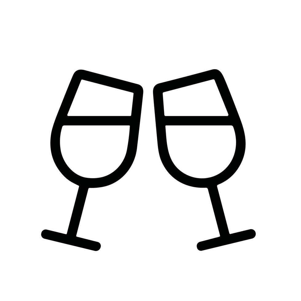 Minimalist Outline Two Toasting Wine Glass Icon Illustration Graphic Design vector