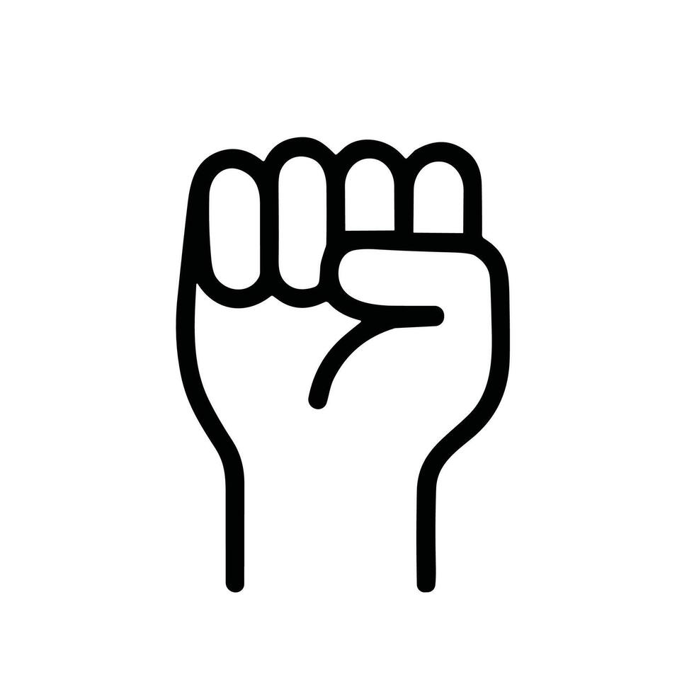 Minimalist Line Art Raised Fist Symbol of Solidarity and Resistance Icon vector