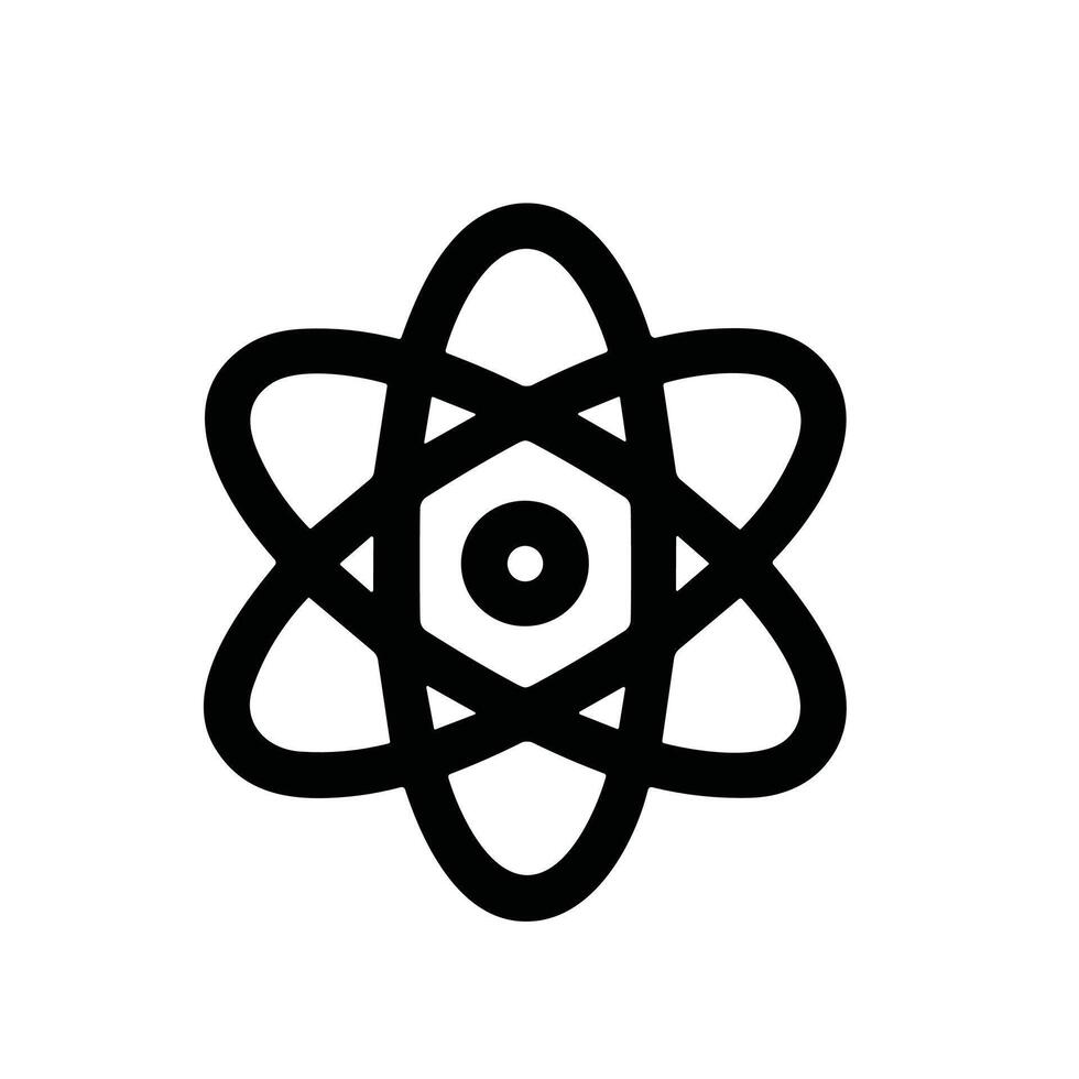 Minimalist Line Style Atom Symbol Icon Outline Stroke Scientific Element vector