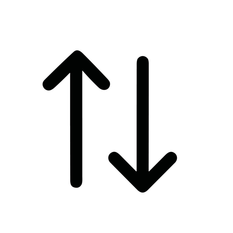 Simple Handdrawn Up and Down Arrow Symbol Sign Element Icon vector