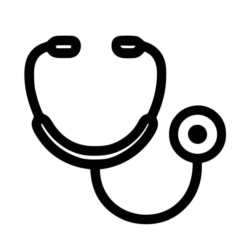 Minimalist Line Drawing Stethoscope Medical Examination Tool Healthcare Outline Icon vector
