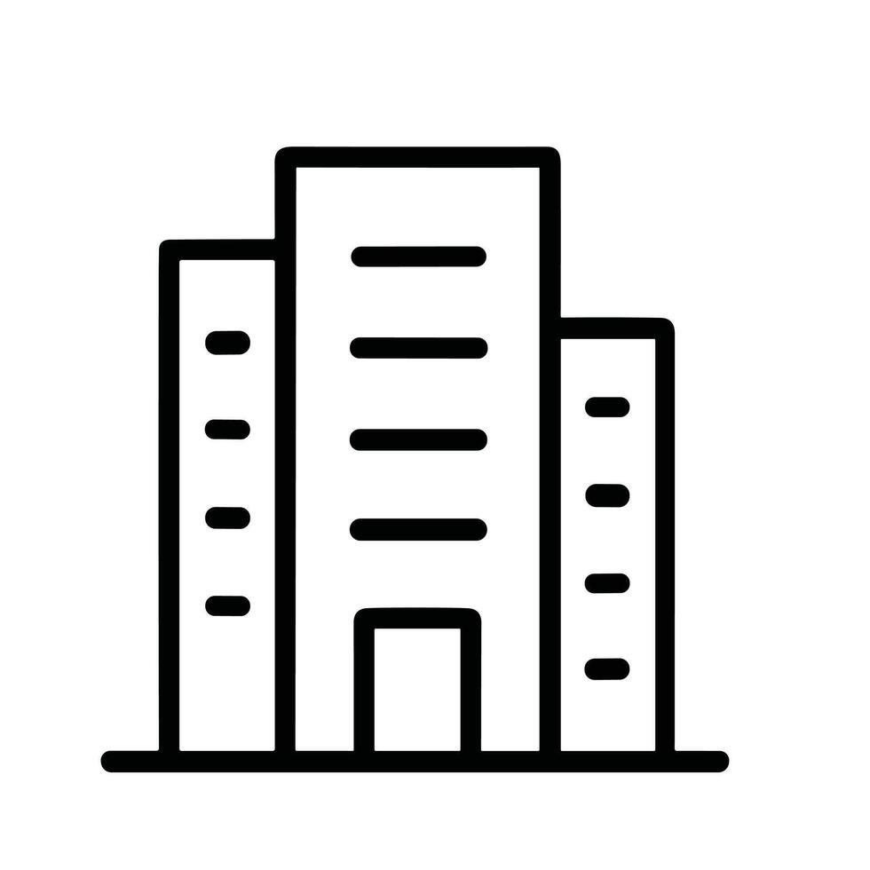 Simple Outline Building Minimalist Office Architecture Real Estate Icon vector