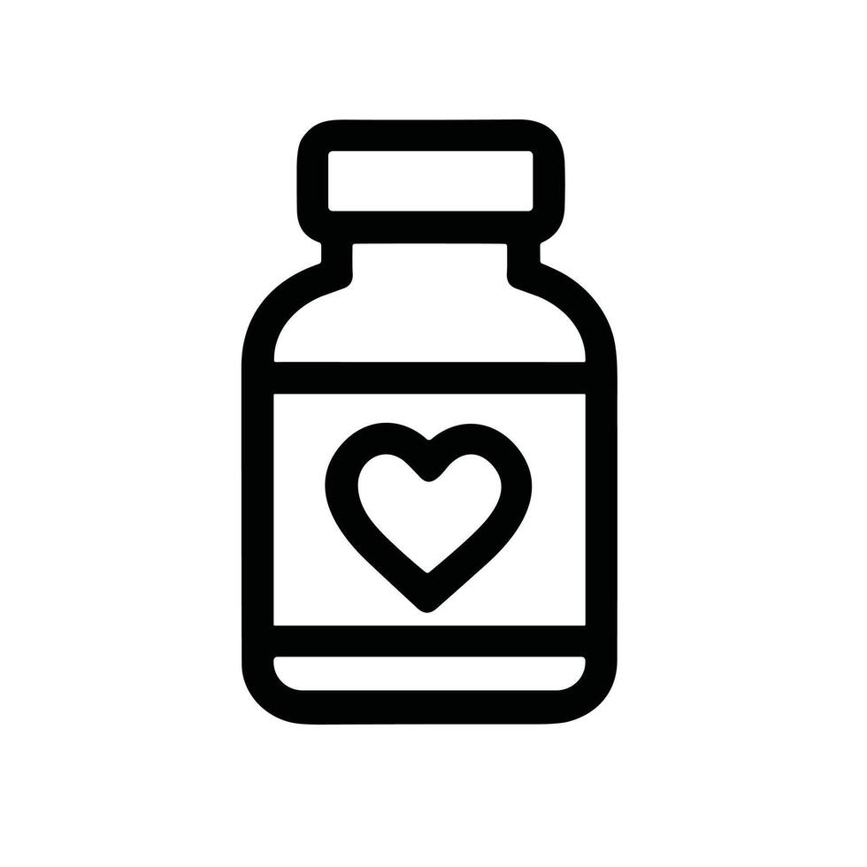 Outline Simple Medicine Bottle Heart Shape Symbol Healthcare Icon vector