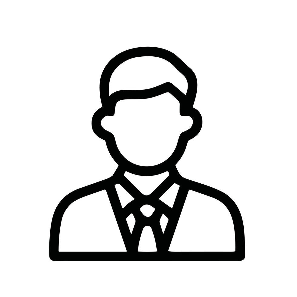 Minimalist Outline Businessman User Avatar Profile Symbol Line Icon vector