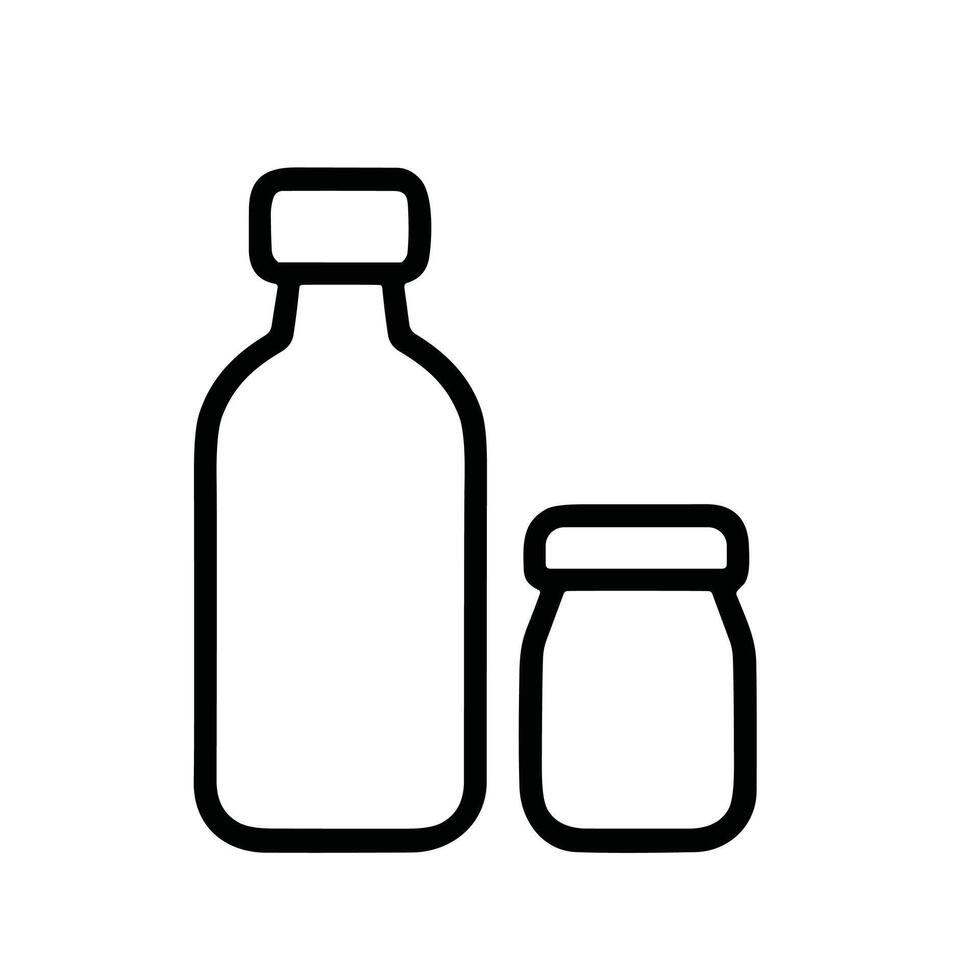Simple Outline Two Plastic Bottle Container For Liquid Product Icon vector