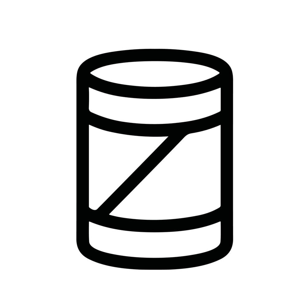 Minimalist Outline Simple Cylindrical Can Shape Container Line Art Icon vector