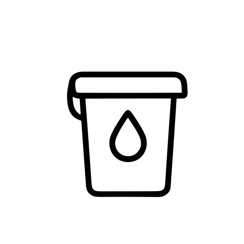 Minimalist Line Art Paint Bucket With Water Drop Icon Illustration vector