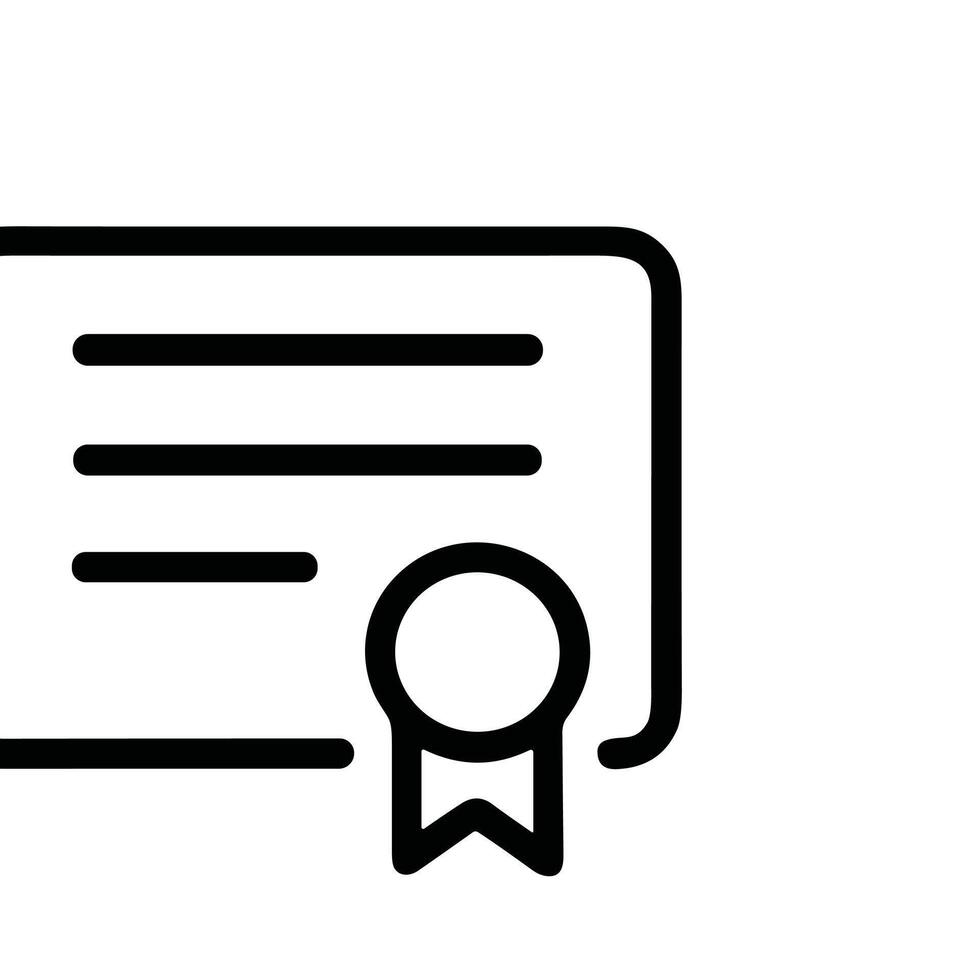 Minimalist Outline Certificate Icon Award Achievement Graphic Shape Isolated Element vector
