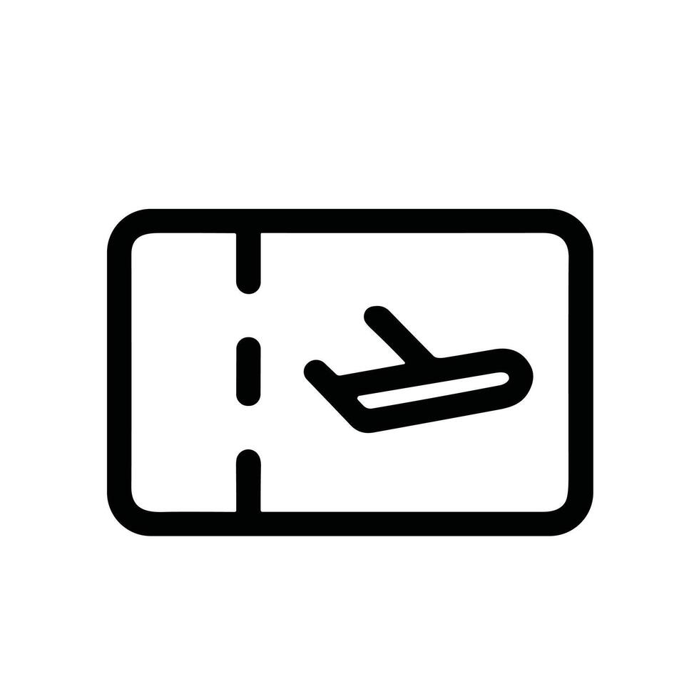 Line Art Simple Airplane Ticket Pass Admission Boarding Icon vector