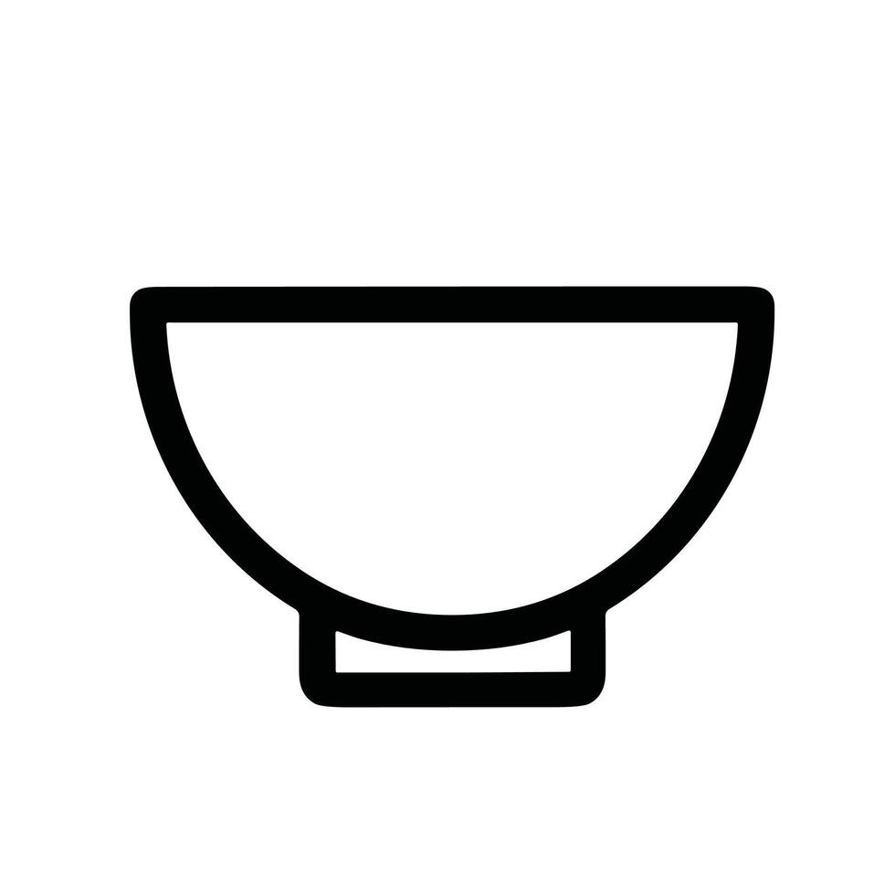 Minimalist Outline Simple Bowl Food Container Kitchenware Icon Illustration vector