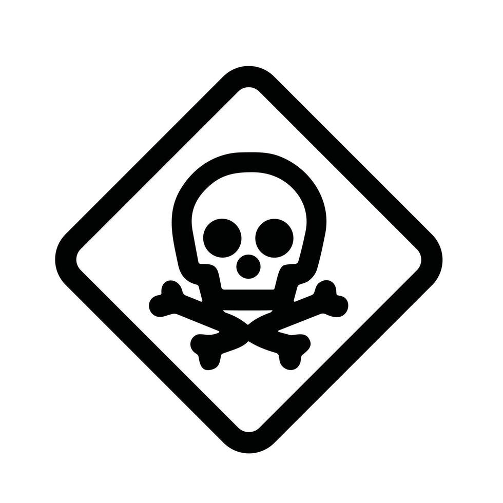 Simple Outline Skull and Crossbones Death Warning Sign Icon Symbol vector