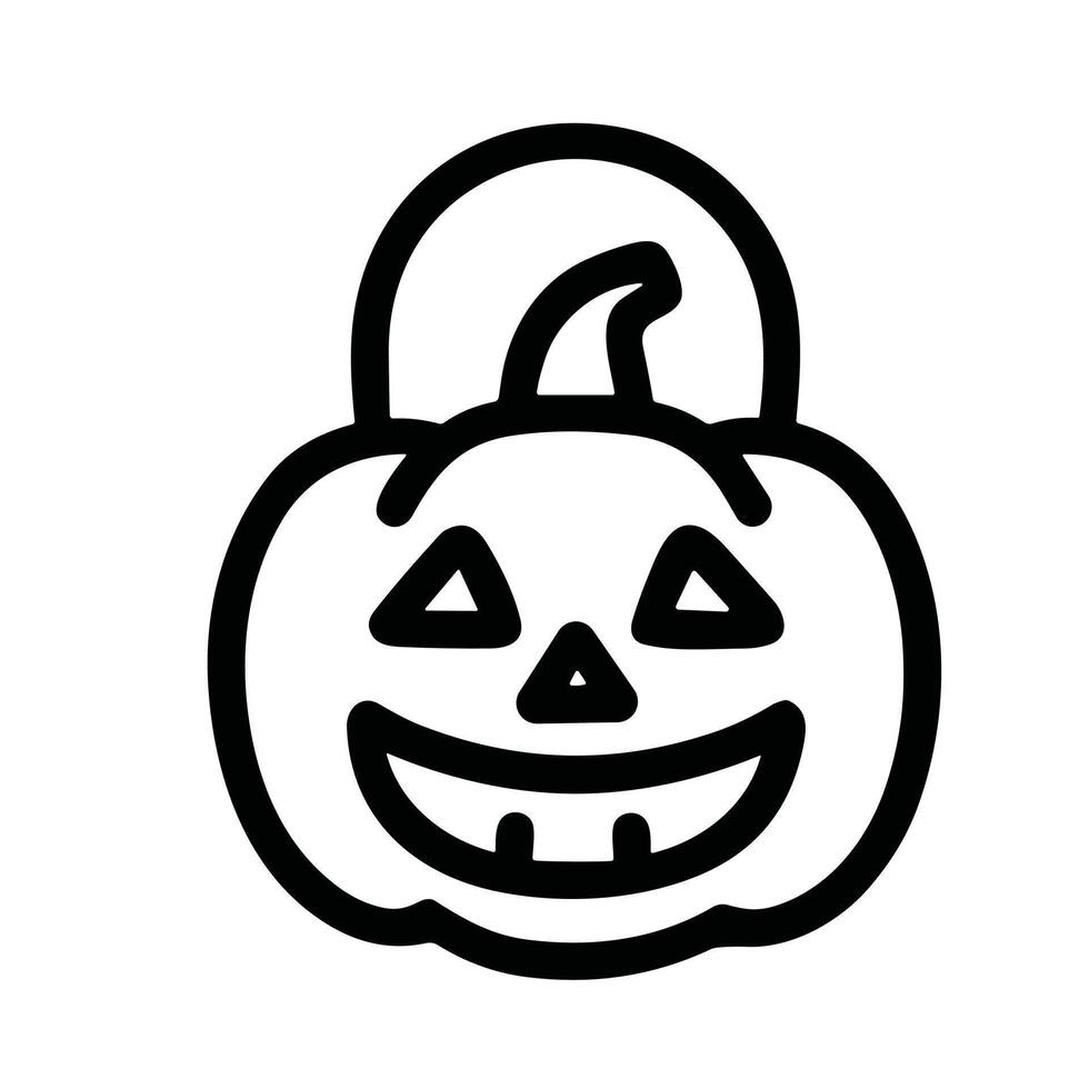 Simple Outline Smiling Pumpkin Face with Handle Icon Illustration vector