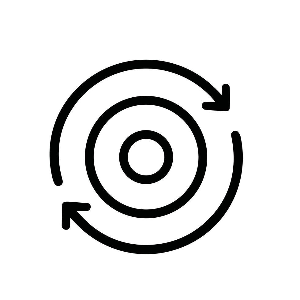 Minimalist Lineart Circle Rotation Arrow Process Flow Diagram Icon vector