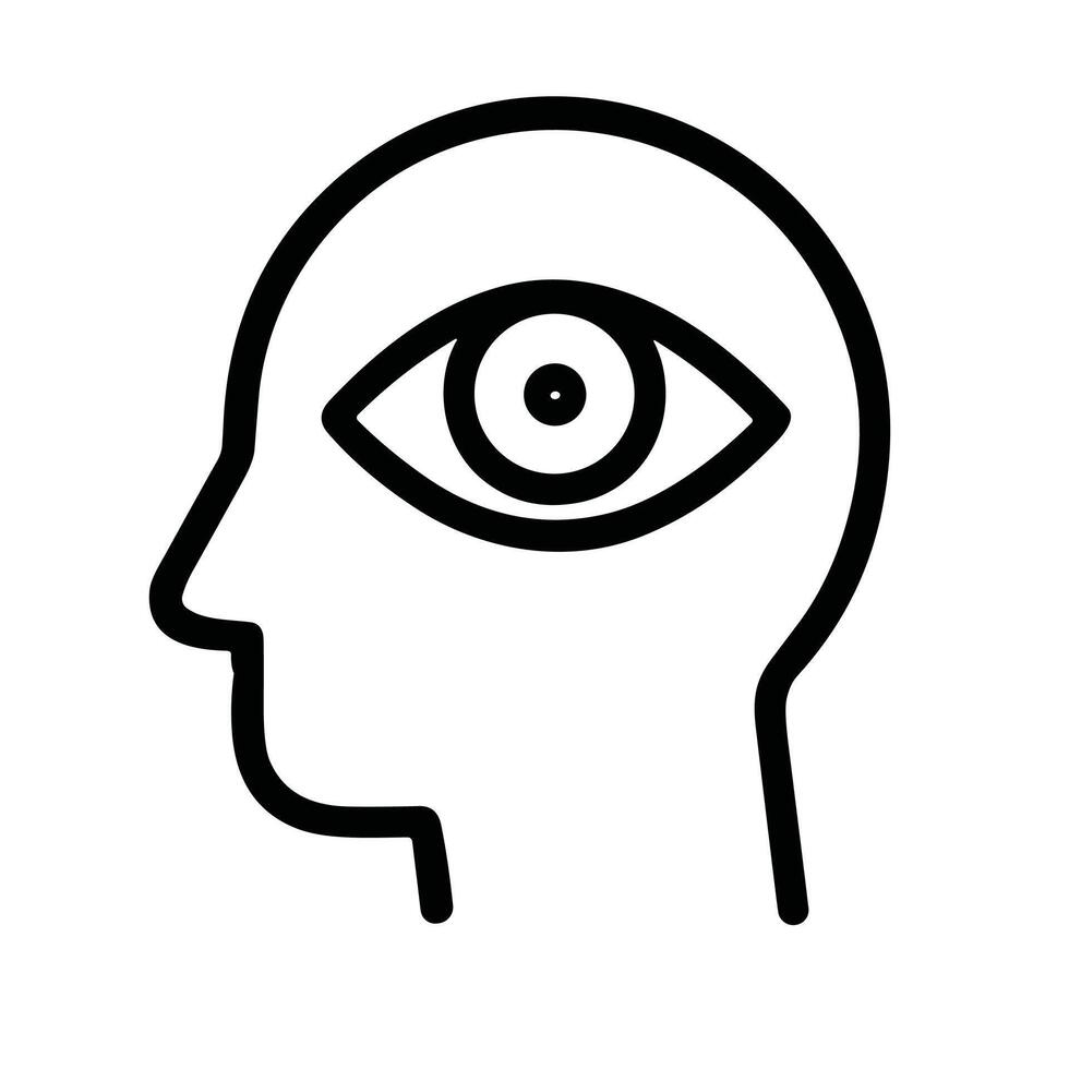 Outline Simple Minimalistic Head with Eye Symbol Sign Icon Graphic vector