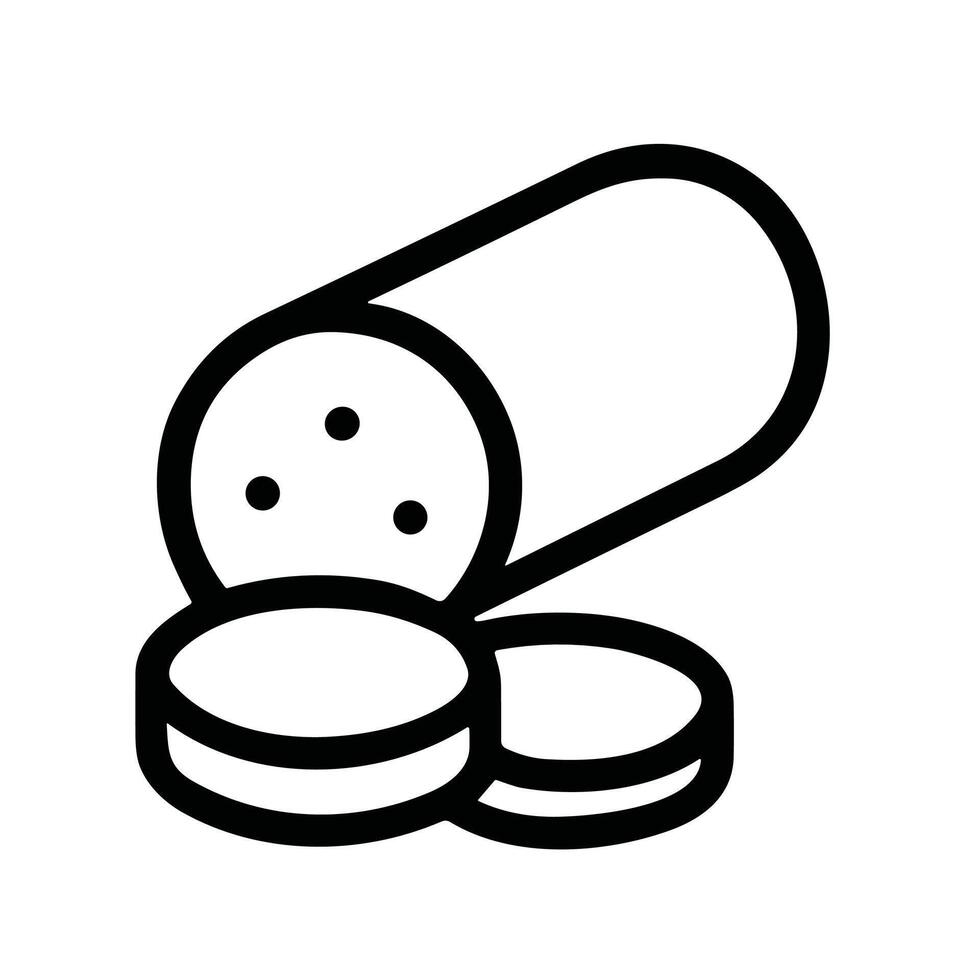 Black Outline Simple Pill and Tablet Medicine Medical Icon vector