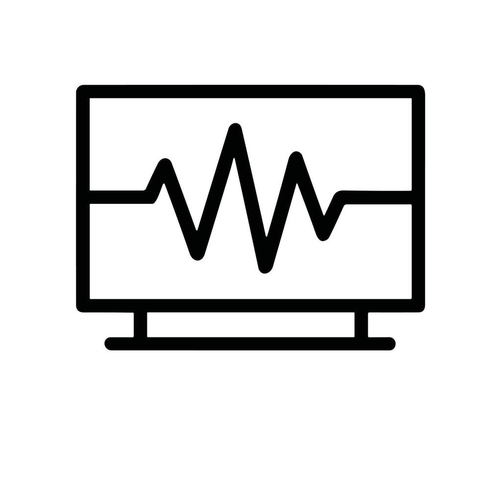 Outline Simple Monitor with Wavy Line Graph Displaying Data Information vector