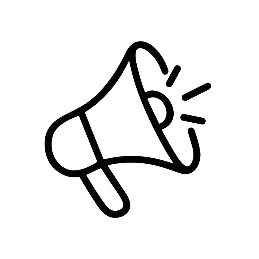 Simple Outline Loudspeaker Bullhorn Announcement Icon Symbol Communication Graphics vector