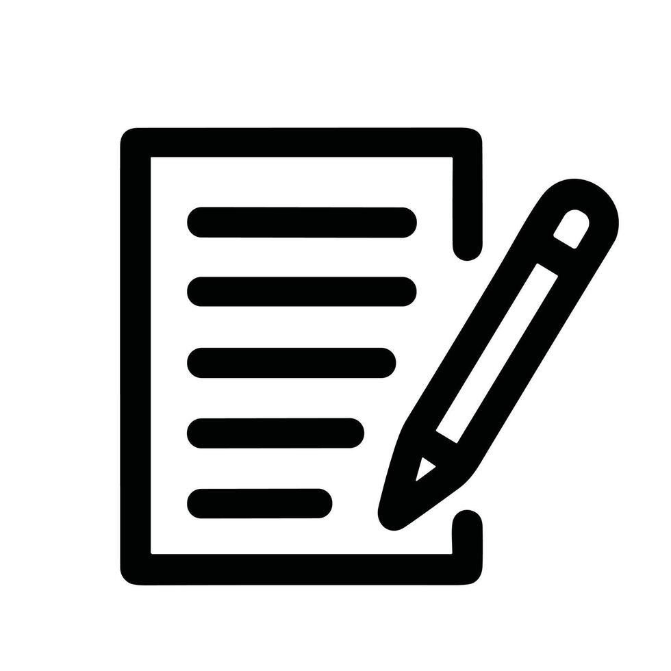 Simple Line Drawing Document With Pencil Business Office Illustration vector